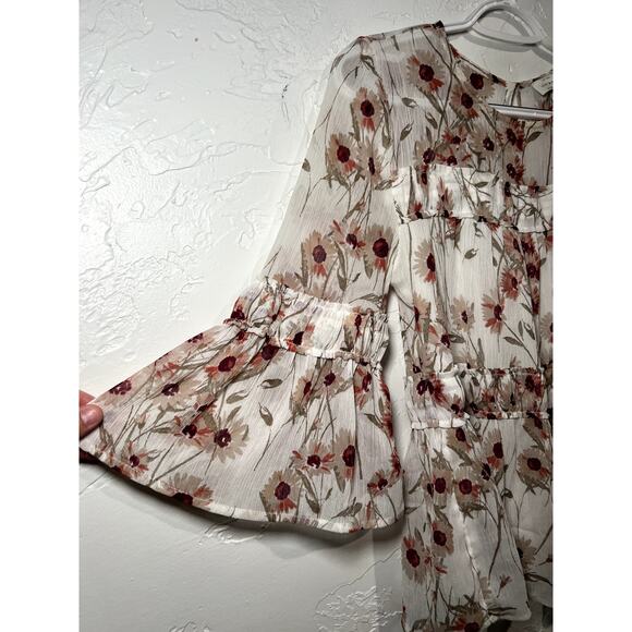 Lucky Brand floral ruffle boho chic blouse womens XS‎ cottagecore flowy prairie - Picture 2 of 10